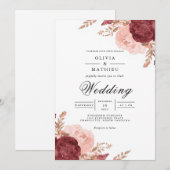 Invitation Mariage d'arche Rose Terre (Devant / Derrière)