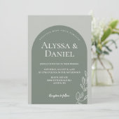 Invitation Mariage d'arche simple en vert Sage moderne (Debout devant)