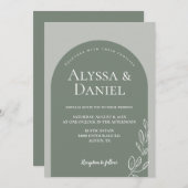 Invitation Mariage d'arche simple en vert Sage moderne (Devant / Derrière)