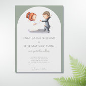 Invitation Mariage d'arche vert d'arche illustrée mignonne