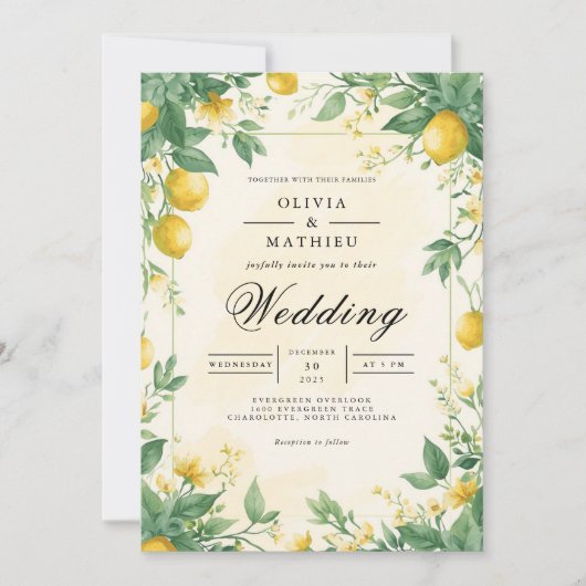 Invitation Mariage d'archivage Citrus Bloom (Devant)