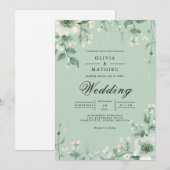 Invitation Mariage d'archivage Sage Blossom (Devant / Derrière)