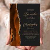 Invitation Mariage d'ardoise d'ardoise d'or de l'agate orange