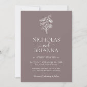 Invitation Mariage d'ardoise florale minimaliste (Devant)