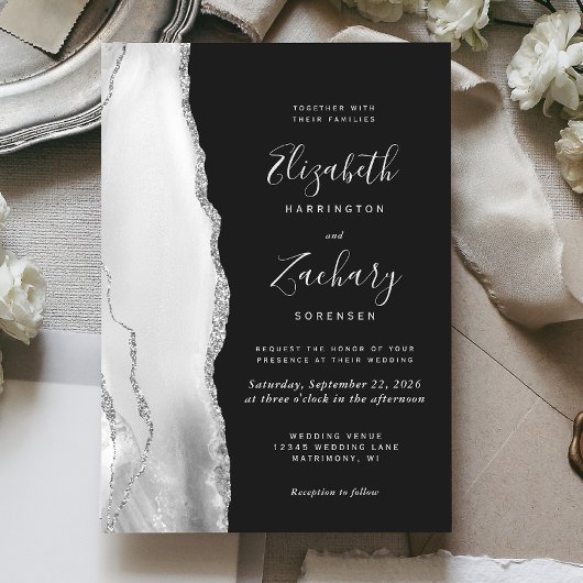 Invitation Mariage d'ardoise gris blanc moderne