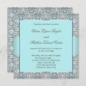 Invitation Mariage d'argent bleu turquoise (Devant / Derrière)