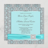 Invitation Mariage d'argent bleu turquoise (Devant / Derrière)