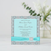 Invitation Mariage d'argent bleu turquoise (Debout devant)