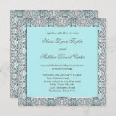 Invitation Mariage d'argent bleu turquoise (Devant / Derrière)