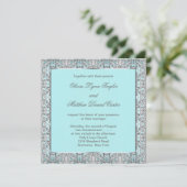 Invitation Mariage d'argent bleu turquoise (Debout devant)