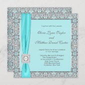 Invitation Mariage d'argent bleu turquoise (Devant / Derrière)