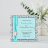 Invitation Mariage d'argent bleu turquoise (Debout devant)