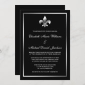 Invitation Mariage d'argent et de fleurs noires de Lis (Devant / Derrière)