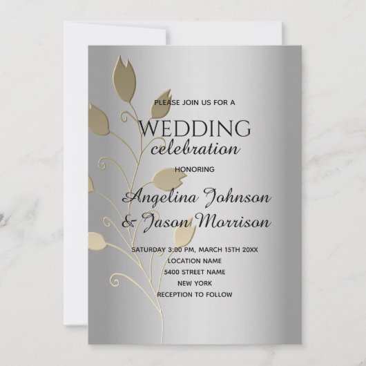 Invitation Mariage d'argent métallique (Devant)