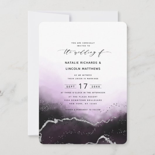Invitation Mariage d'argent ultra violet (Devant)