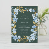 Invitation Mariage Dark Spruce Gold Petal (Debout devant)