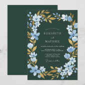 Invitation Mariage Dark Spruce Gold Petal (Devant / Derrière)
