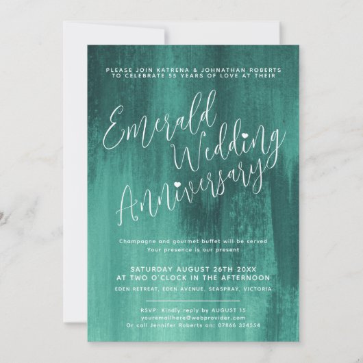 Invitation Mariage d'art abstrait Emerald (Devant)