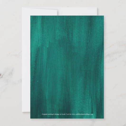 Invitation Mariage d'art abstrait Emerald (Dos)