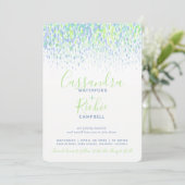 Invitation Mariage d'art bleu vert cascade (Debout devant)