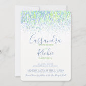 Invitation Mariage d'art bleu vert cascade (Devant)