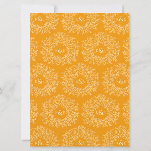 Invitation mariage d'art Brown orangé feuille dessinée à la m (Dos)