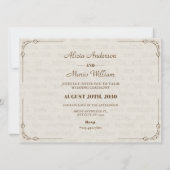 Invitation mariage d'art classique vintage (Dos)