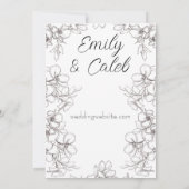 Invitation Mariage d'art de la ligne de cadre florale noire e (Dos)