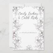 Invitation Mariage d'art de la ligne de cadre florale noire e (Dos)
