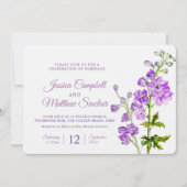 Invitation Mariage d'art de l'aquarelle violette de Delphiniu (Devant)