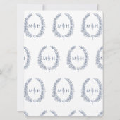 Invitation Mariage d'art de ligne ovale feuille bleu et blanc (Dos)