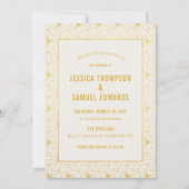 Invitation Mariage d'art déco géométrique or et blanc (Devant)