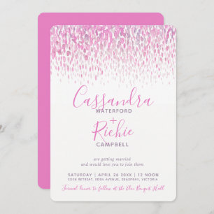 Invitation Mariage d'art en cascade rose violet gris