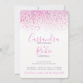 Invitation Mariage d'art en cascade rose violet gris (Devant)