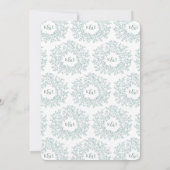 Invitation Mariage d'art en monogramme à feuilles vertes (Dos)