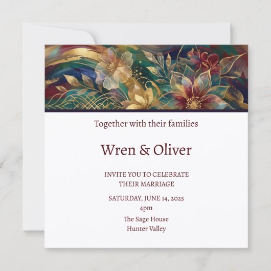 Invitation Mariage d'Art Floral Coloré (Devant)