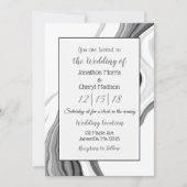 Invitation Mariage d'art fluide noir et Marbre blanc (Devant)