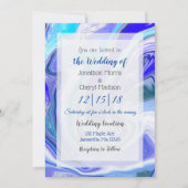 Invitation Mariage d'art fluides en marbre bleu (Devant)