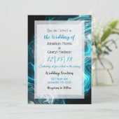 Invitation Mariage d'art fluides en marbre bleu et noir (Debout devant)