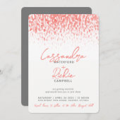 Invitation Mariage d'art gris corail vivant en cascade (Devant / Derrière)