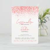 Invitation Mariage d'art gris corail vivant en cascade (Debout devant)