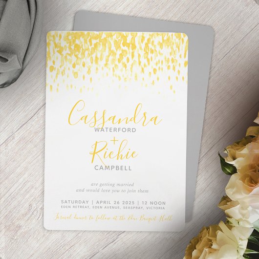 Invitation Mariage d'art gris-jaune en cascade