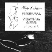 Invitation Mariage d'art moderne Black White Line