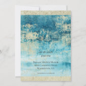 Invitation Mariage D'Art Moderne Champagne Or Et Turquoise (Dos)
