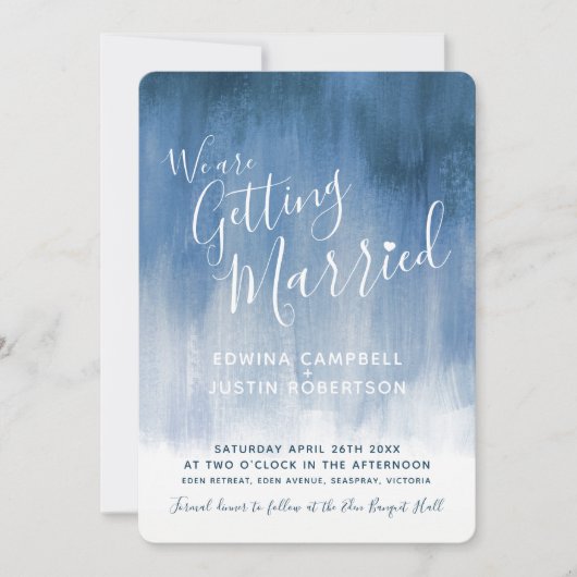 Invitation Mariage d'art moderne gris bleu (Devant)
