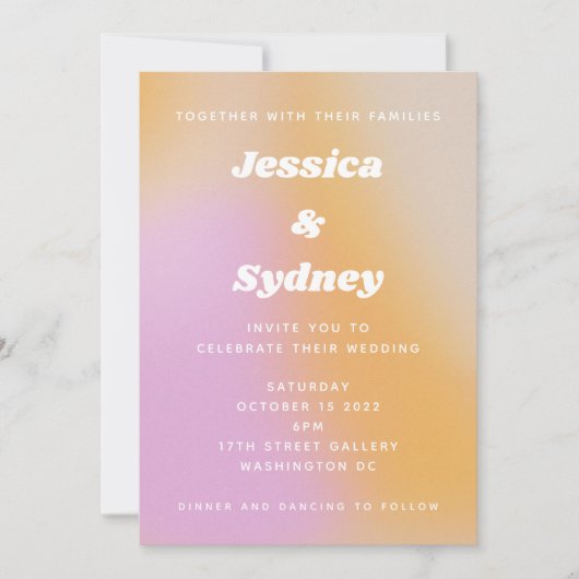 Invitation Mariage d'art moderne rose et orange Abstrait (Devant)
