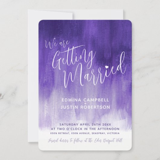 Invitation Mariage d'art moderne violet (Devant)