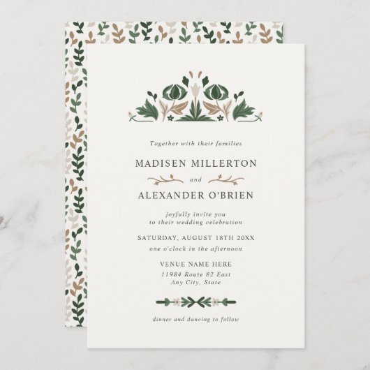 Invitation Mariage d'art populaire celtique (Devant / Derrière)