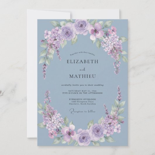 Invitation Mariage d'art raffiné au vert pervenche (Devant)