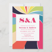 Invitation Mariage d'art rétro coloré (Devant)